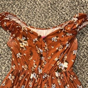 No Boundaries Rust Floral High-Low Dress